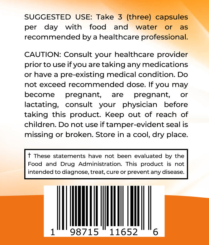 Turmeric Tranquility suggested use label